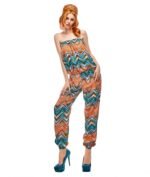 Mono largo palabra de honor con estampado zigza - Imagen 2